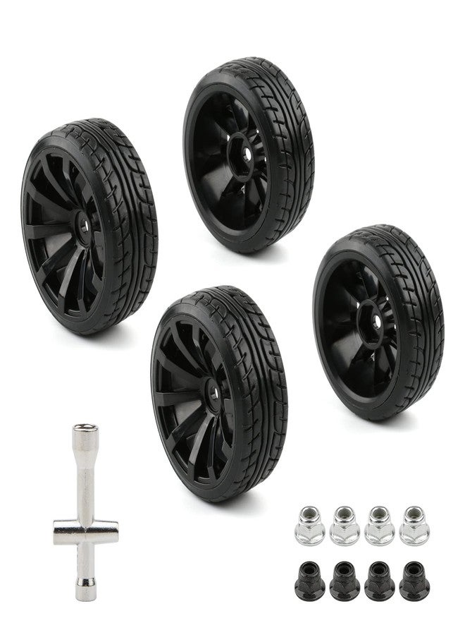 Rchobbytop 4pcs 1/10 RC Drift Wheels 12mm Hex Drift Wheels and Tires for HSP Redcat HPI Tamiya 3RACING Kyosho Traxxas Wltoys MST Exceed RC Drift Car, with 8pcs Flange Lock Nuts and Wrench - Image 1
